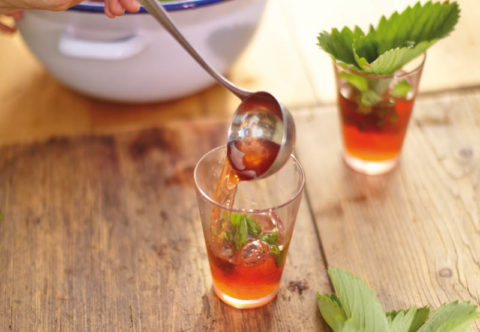 Jahodovo-bazalkový ledový čaj