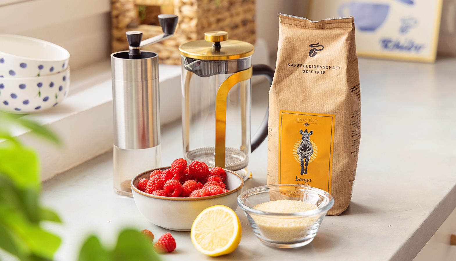 Ingredience na domácí cold brew s ovocným sirupem